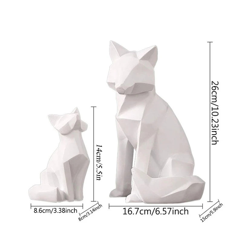 Geometric Fox Sculpture | Modern White Abstract Ornament