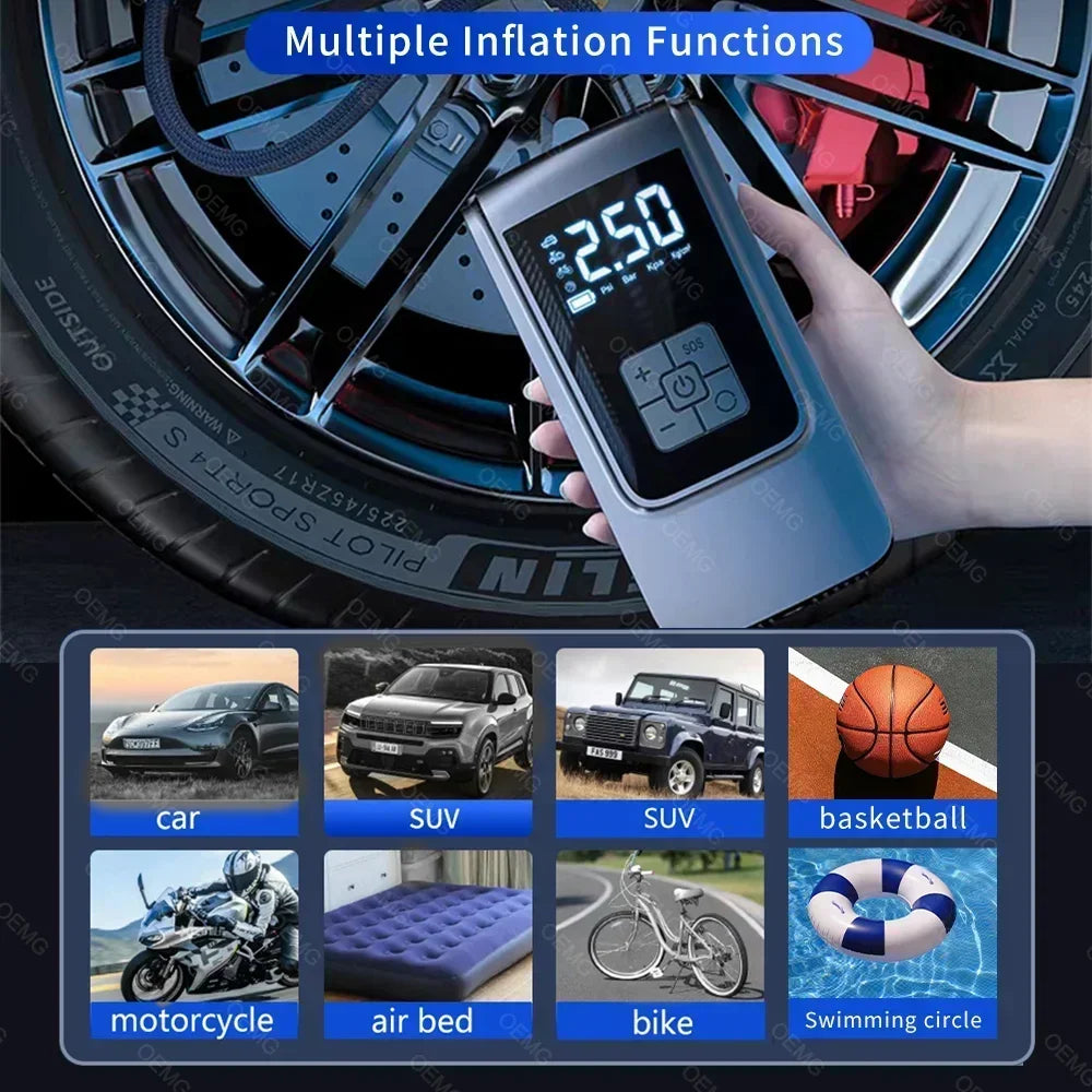 Vabena Wireless Car Tire Inflator & Portable Air Pump with LCD Display