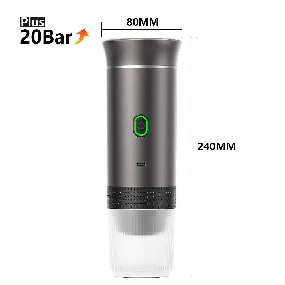 DENOKIN Wireless Portable Espresso Machine for Car - On-the-Go Coffee Maker