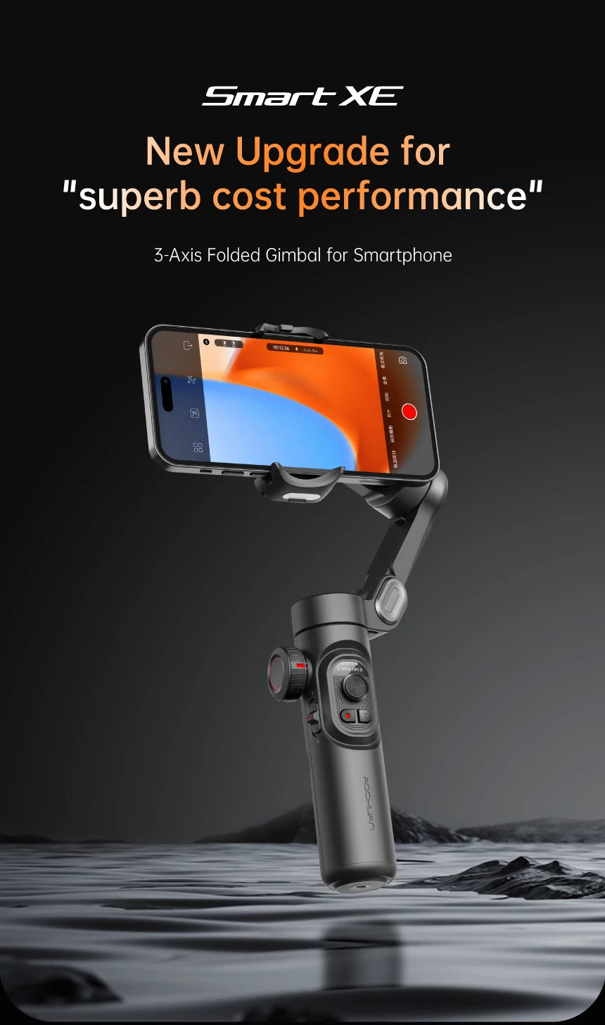 AOCHUAN 3-Axis Smartphone Gimbal with Integrated Light - Stable Video