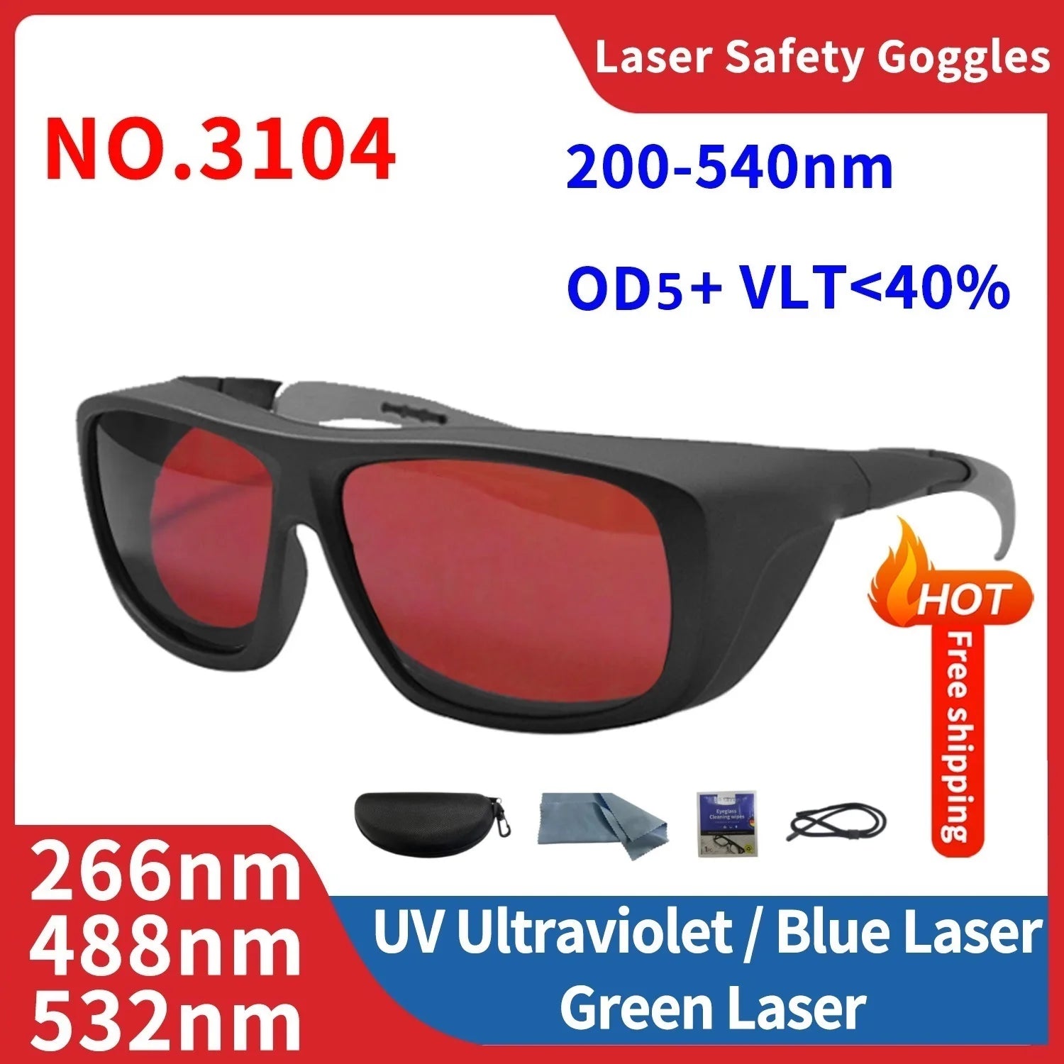 Laser Safety Glasses - UV, IR, IPL, FPV Eye Protection 1064nm, 532nm