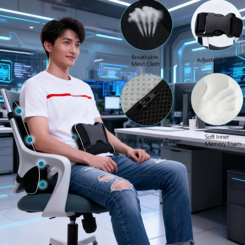 Car & Office Memory Foam Lumbar Support Cushion
