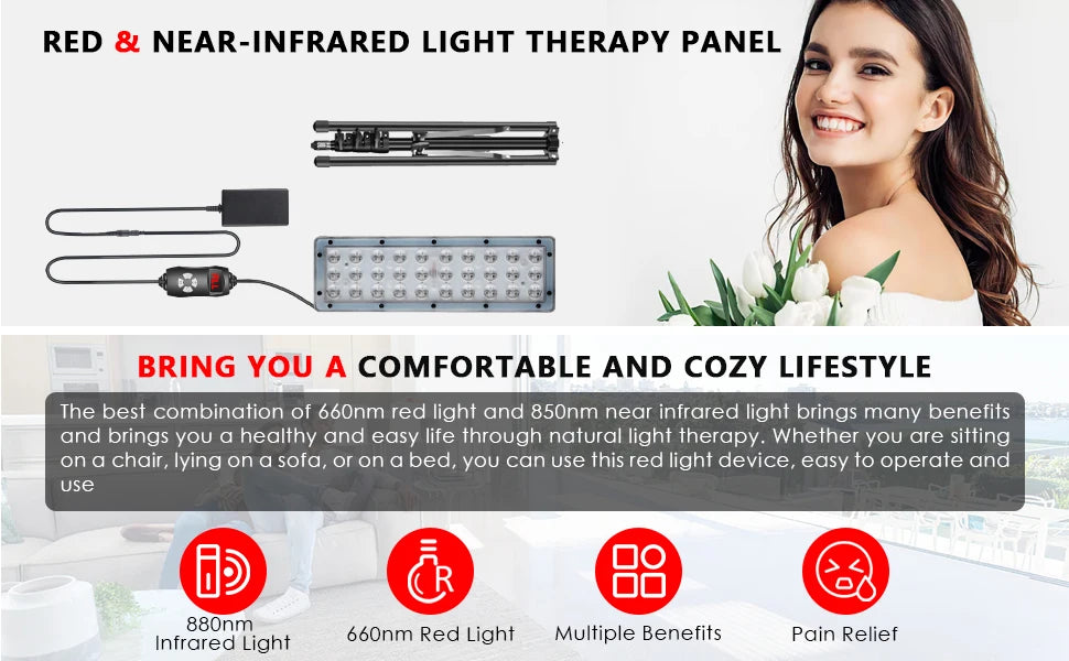 LED Red Light Therapy Lamp for Full Body & Face - Near Infrared for Joint Pain, Muscle Relief & Beauty