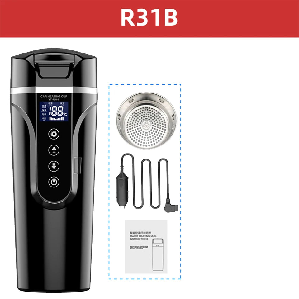 Portable Smart Car Kettle & Heating Mug - 12V/24V Touch Screen Thermal Cup