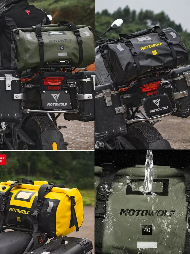 Waterproof Motorcycle Tail Bag | Dry Roll Luggage | 20L, 40L, 66L