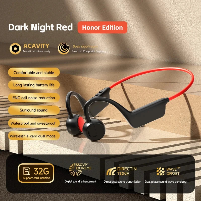 Vabena 2026 Bone Conduction Headset: Wireless IPX8 Swimming & Sports Headphones with Mic