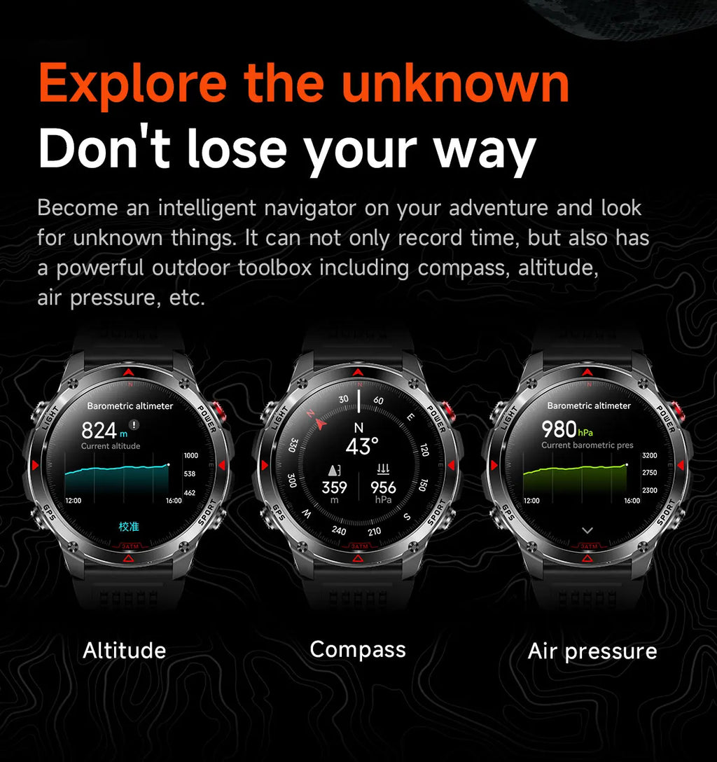 Vabena 2025 GPS Map Smartwatch | Navigation & Fitness for Men & Women