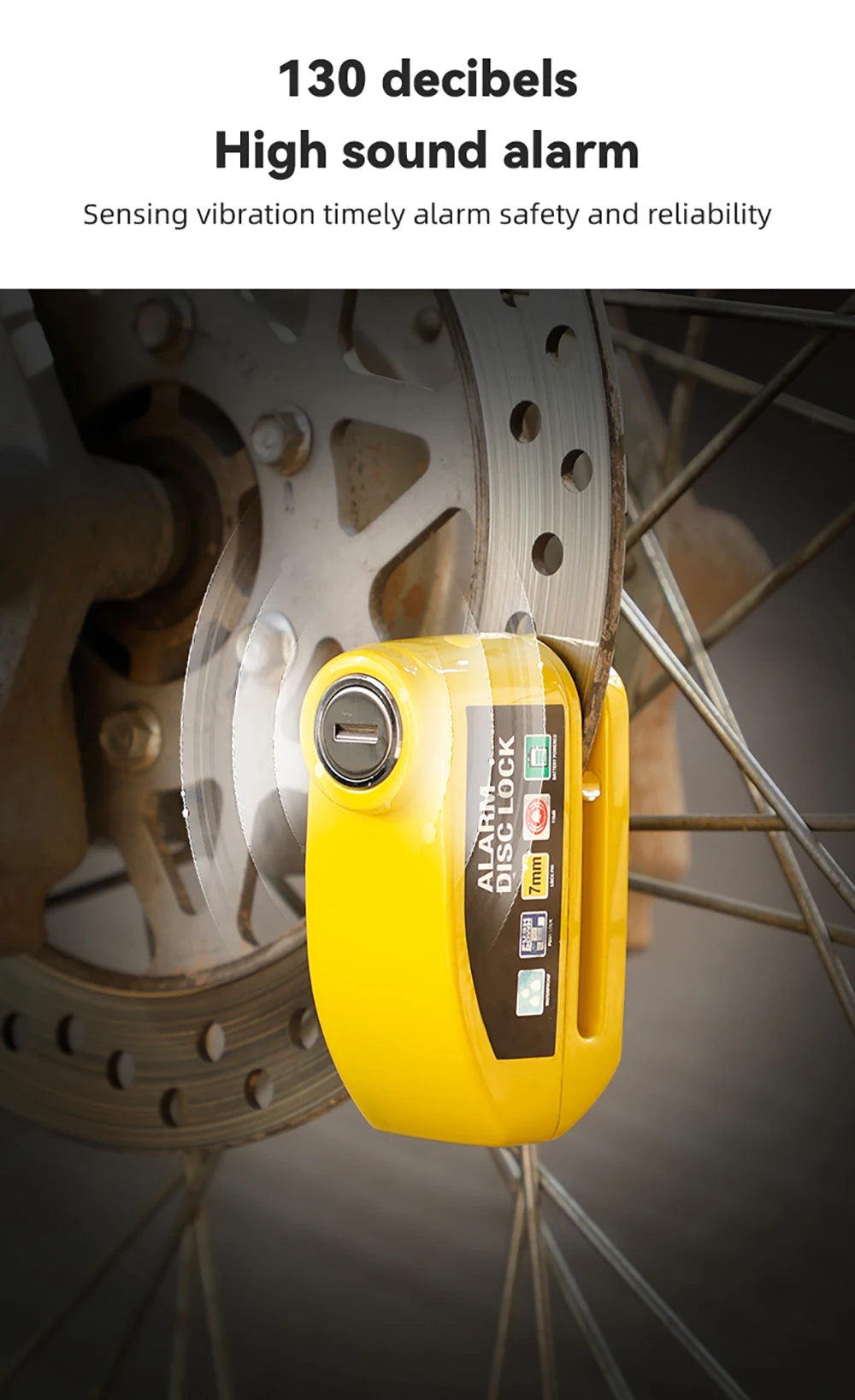 Motorcycle Alarm Disc Lock - 110dB Anti-Theft Security Padlock