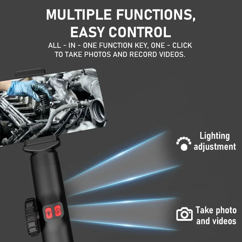 360° Articulating Borescope Endoscope Camera with Light for Android/iOS