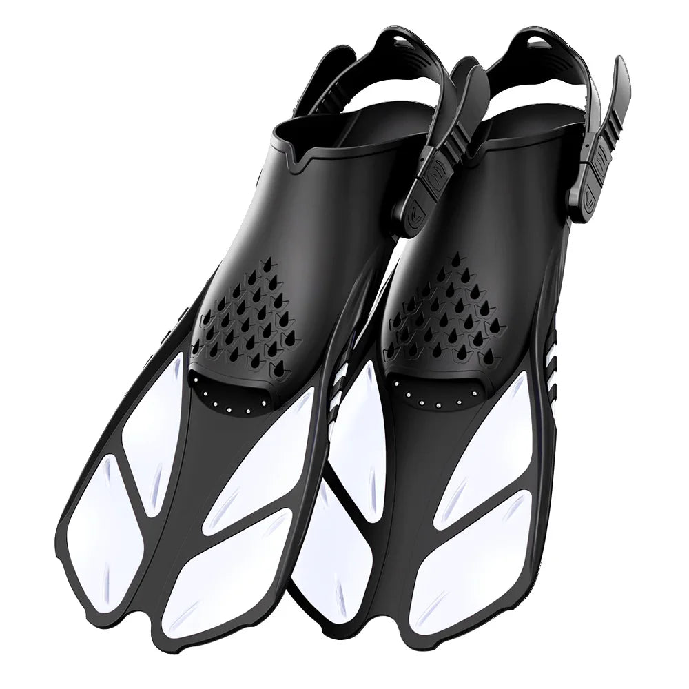 Snorkel Fins Adjustable Open Heel Travel Size Silicone Flippers