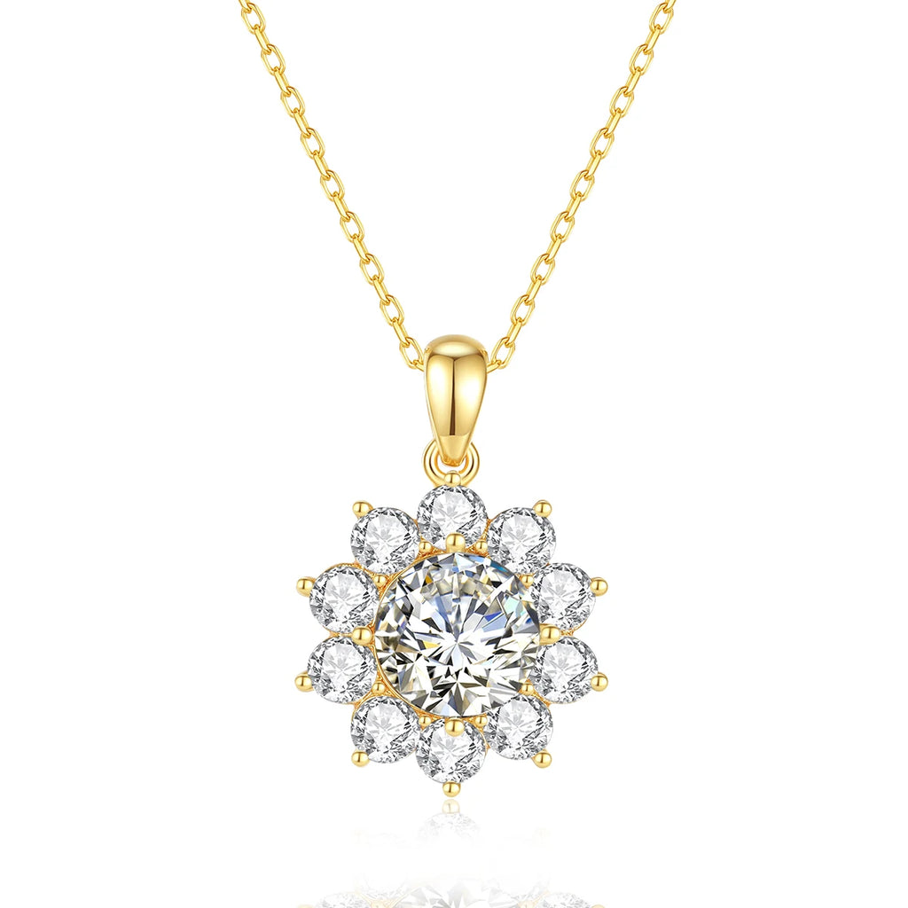 18K Gold Moissanite Bauhinia Necklace - 2ct VVS1 Floral Pendant