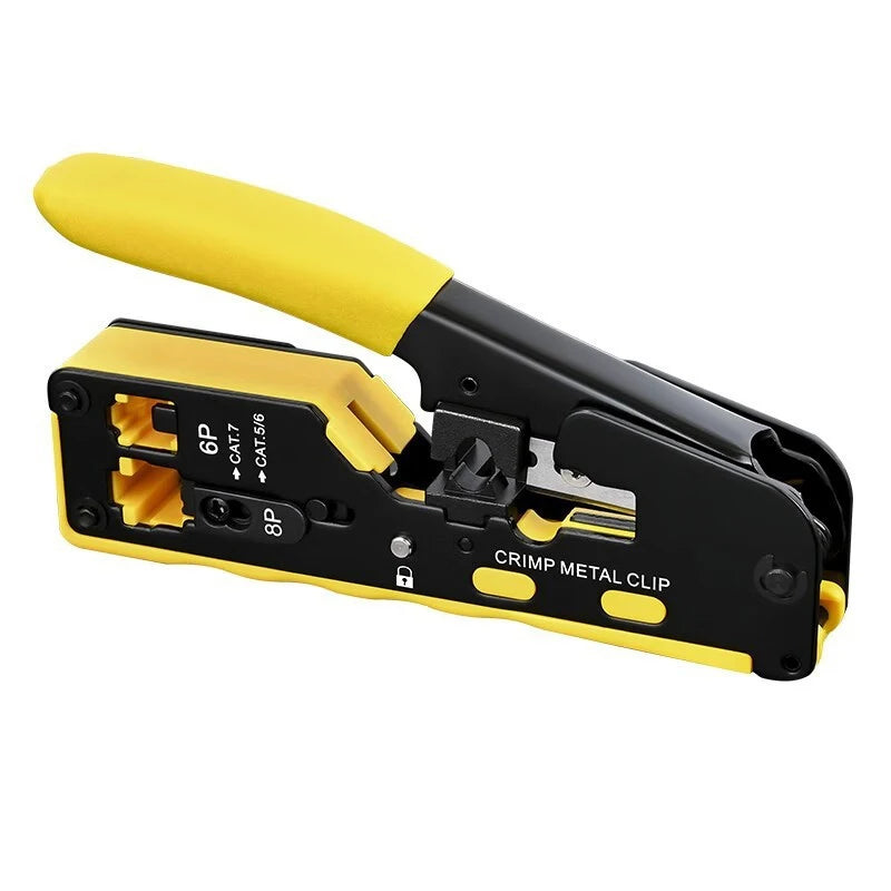 Vabena RJ45 RJ12 RJ11 Pass Through Crimp Tool & Stripper Kit | Cat5e-Cat7 Ethernet Crimper