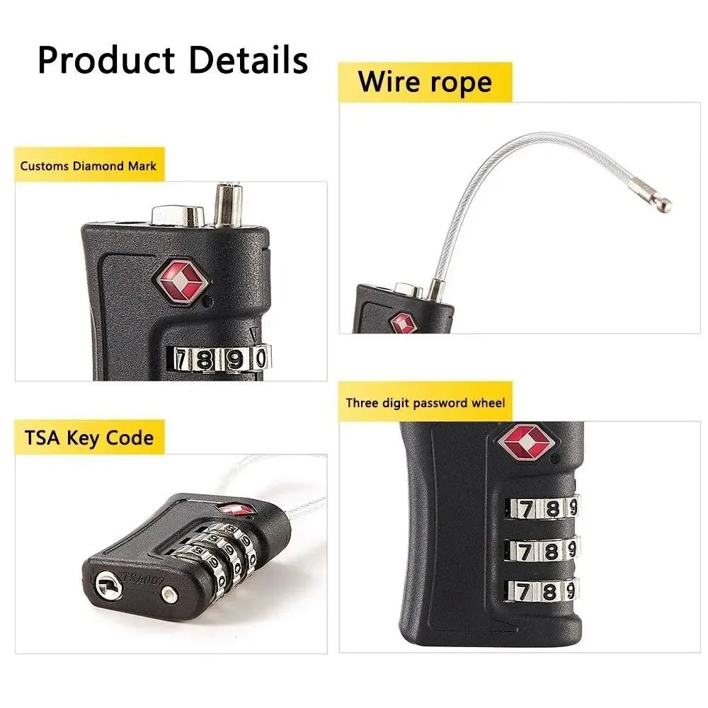 TSA Approved Luggage Locks 4-Pack - 3-Digit Combination Travel Security