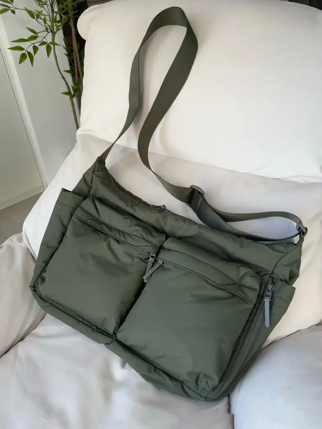 Women's Casual Multi-Pocket Nylon Messenger Bag - Travel & Shopping Tote