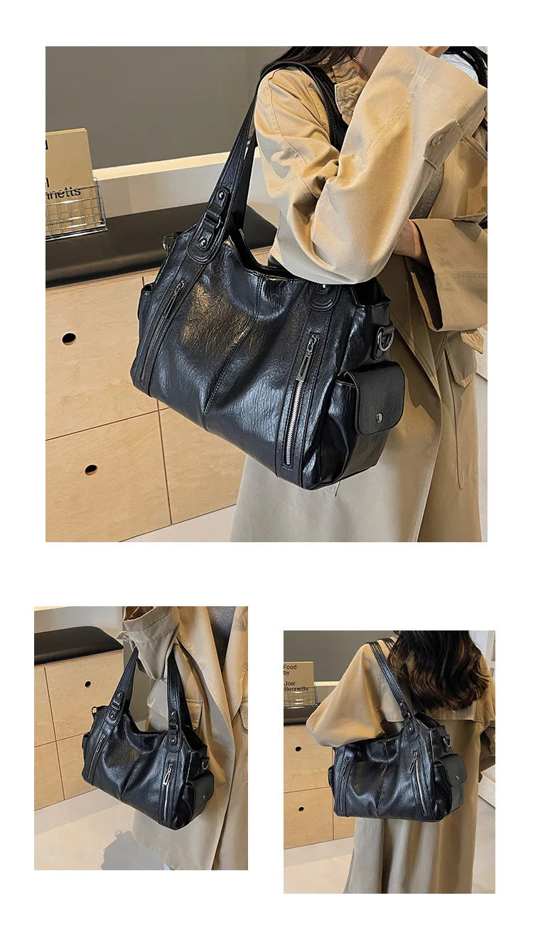 Vabena 2026 Soft Interior Shoulder Bags - High Quality Contrasting PU Handbags