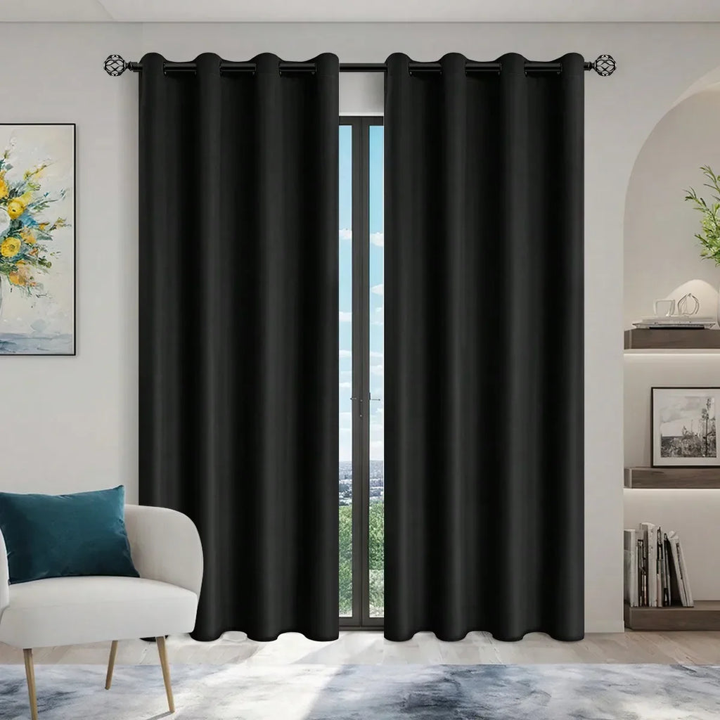 1panel Solid 100% Blackout Curtains with Grommets - Total Privacy Drapes