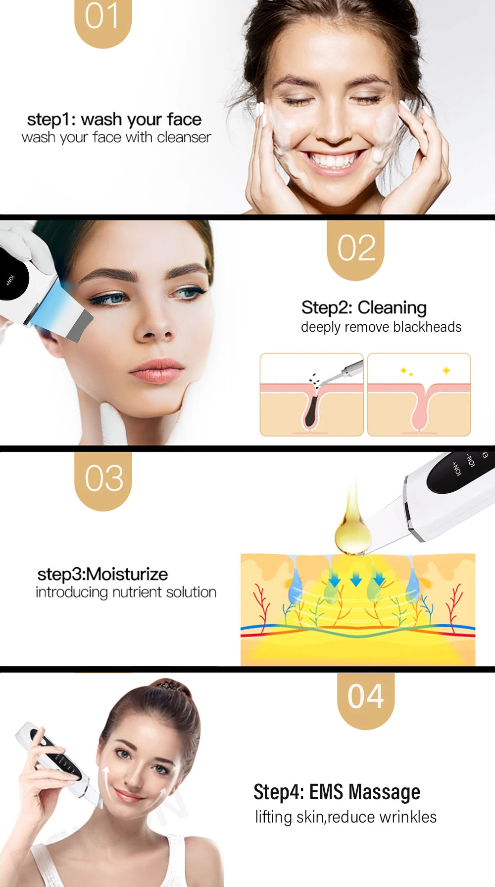Peicon Professional Ultrasonic Skin Scrubber - Deep Cleansing & Exfoliation