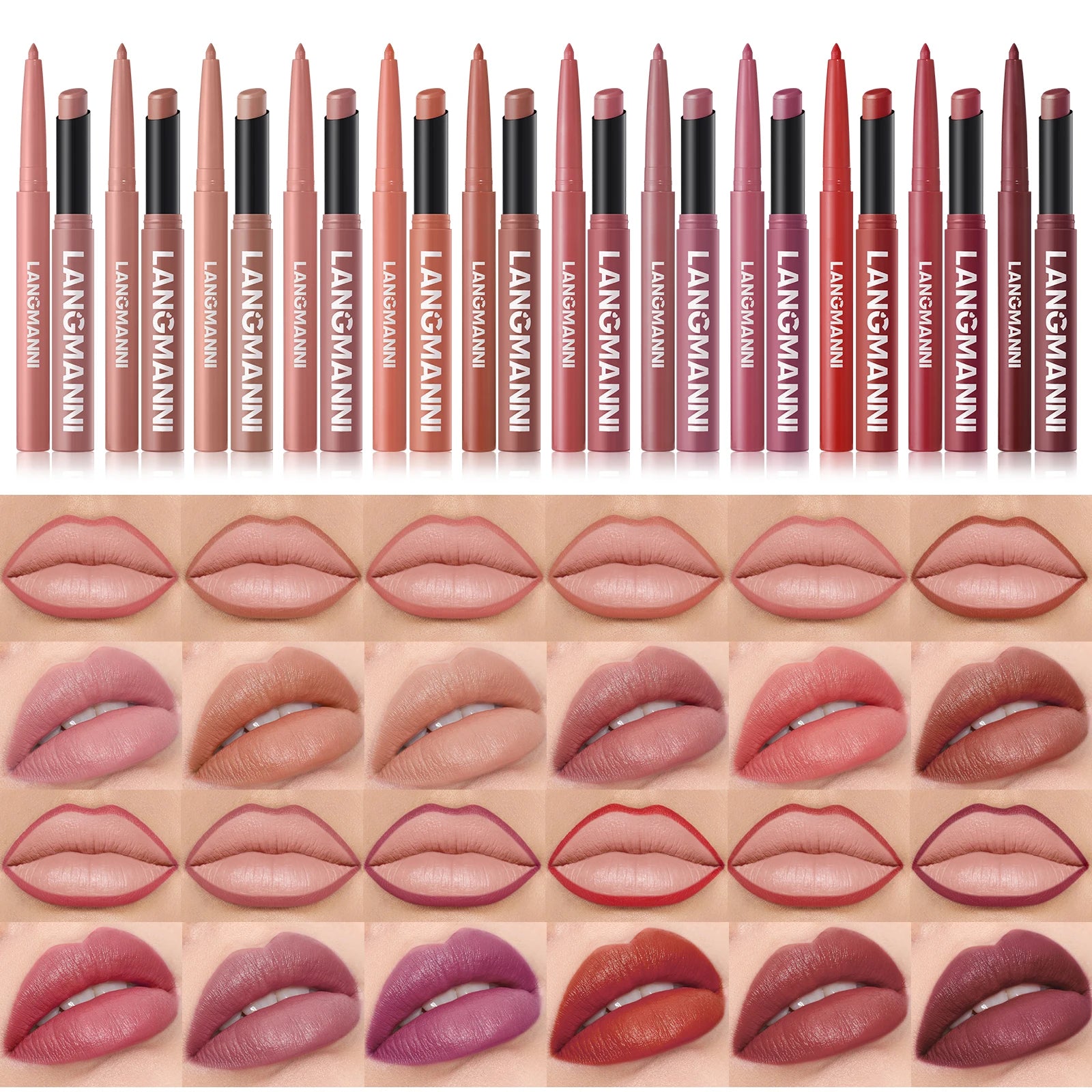 Vabena Waterproof 2-in-1 Lip Liner & Lipstick Set - No Smudge, No Fade