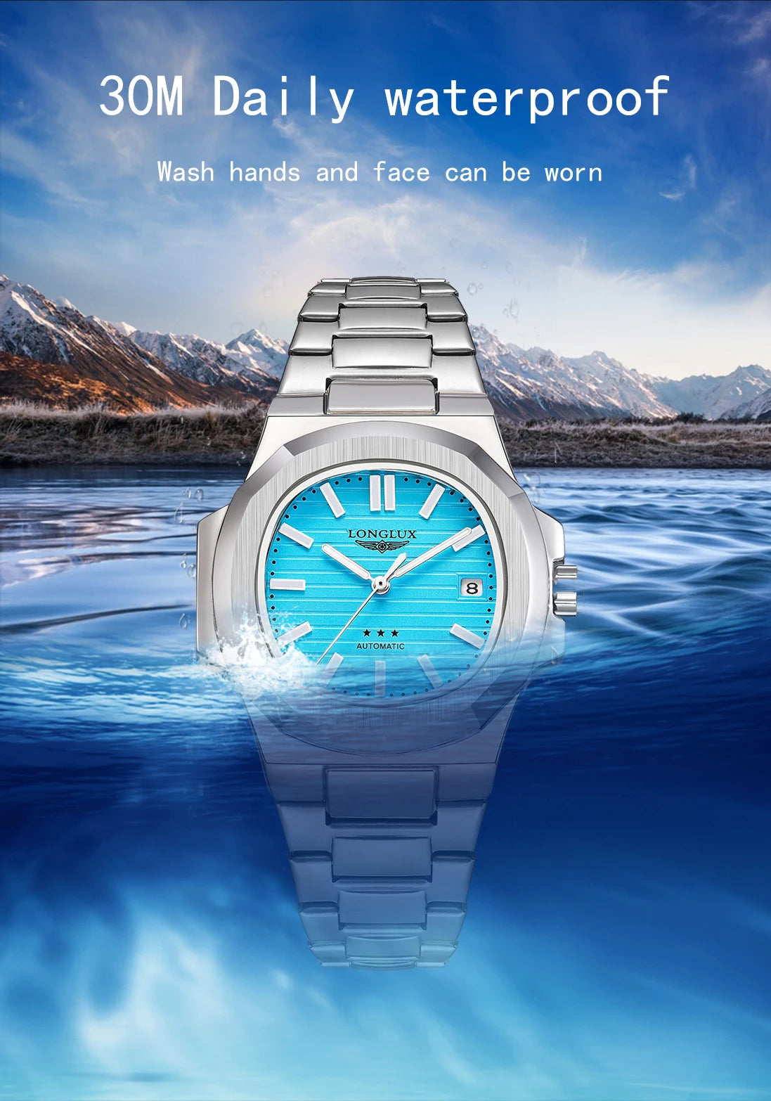 Vabena Men's Automatic Luxury Business Watch - Stainless Steel & Luminous