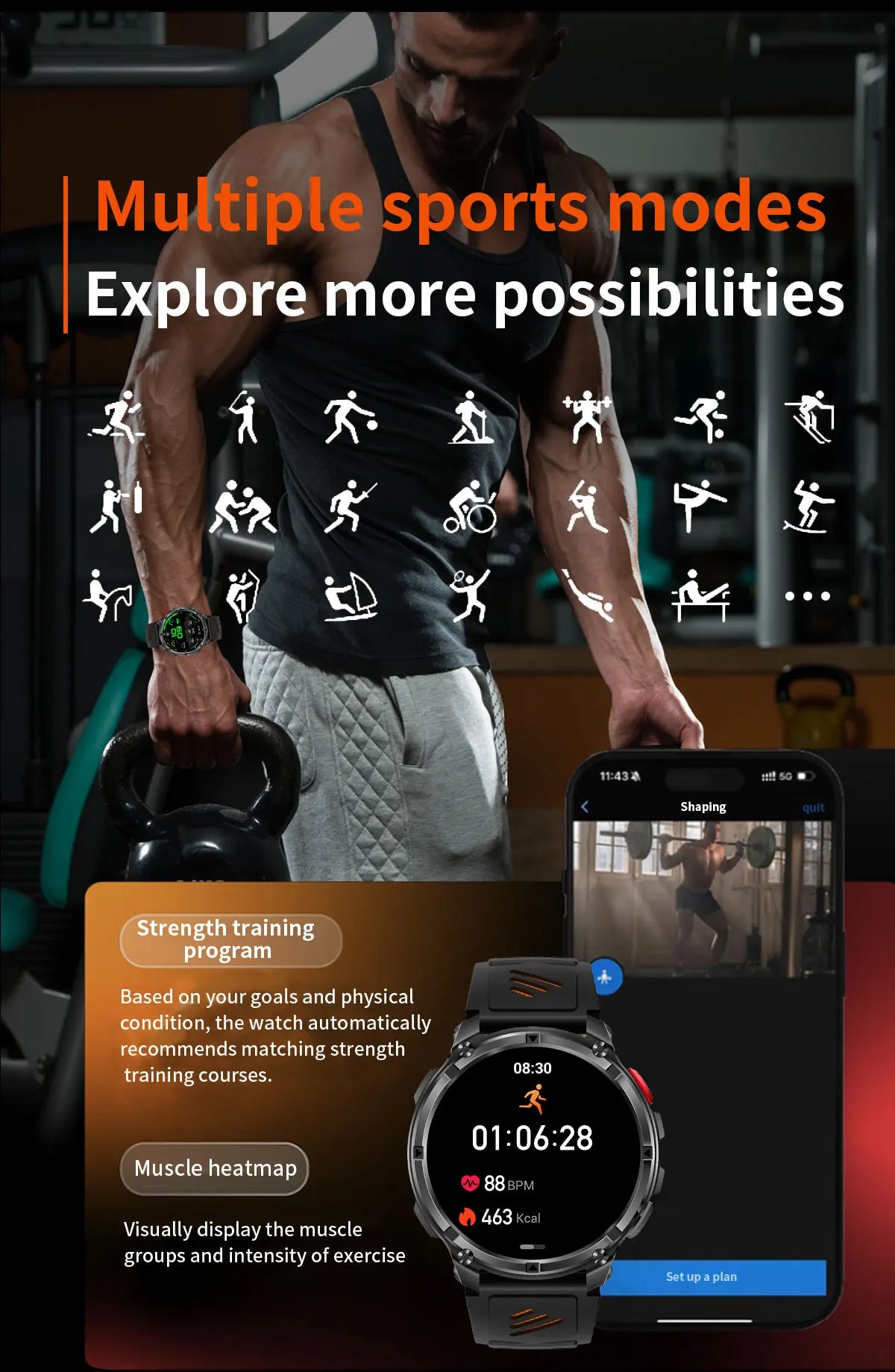 T-Rex3 Pro Smartwatch | 1100mAh Battery, GPS, 5ATM Waterproof, Military-Grade
