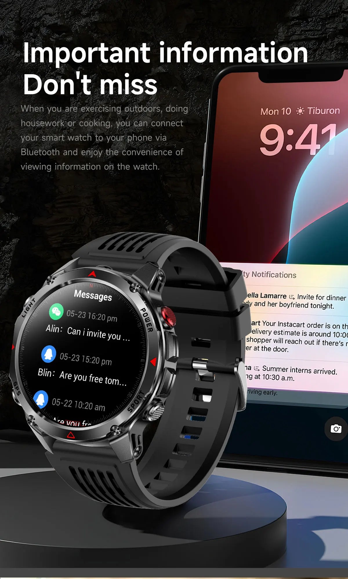Vabena 2025 GPS Map Smartwatch | Navigation & Fitness for Men & Women
