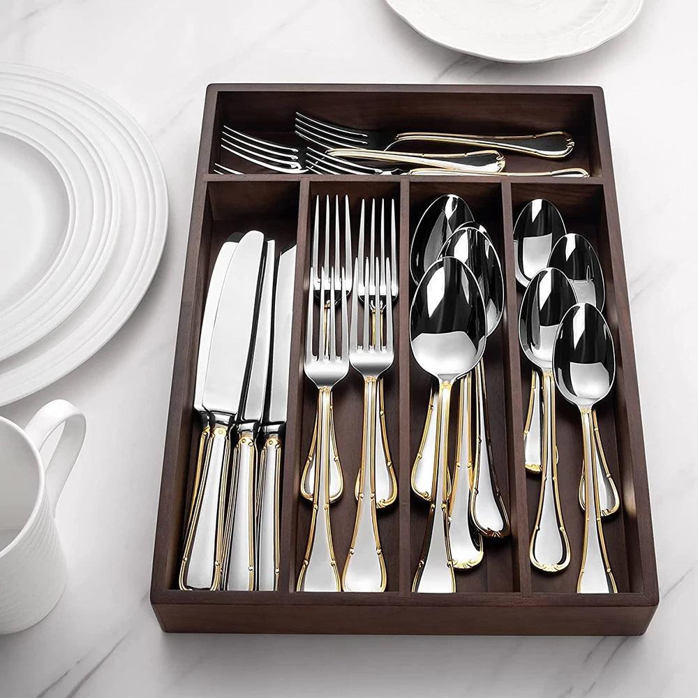 Vabena 24-Pc 18/10 Stainless Steel Mirror Polished Flatware Set for 6