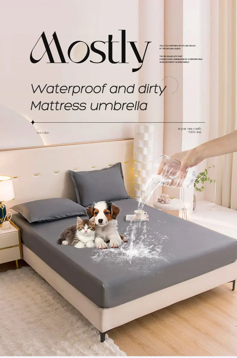 Waterproof Fitted Bed Sheet & Mattress Protector | 360° Elastic Band | All Sizes