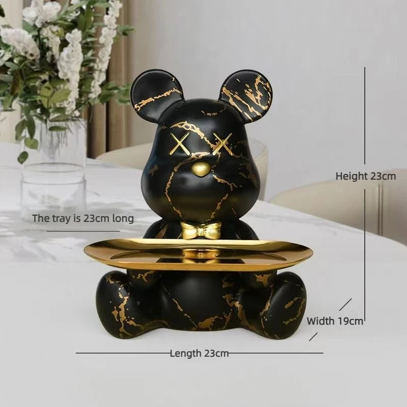 Trendy Graffiti Bear Storage Statue - Cute Desk Organizer for Home & Office