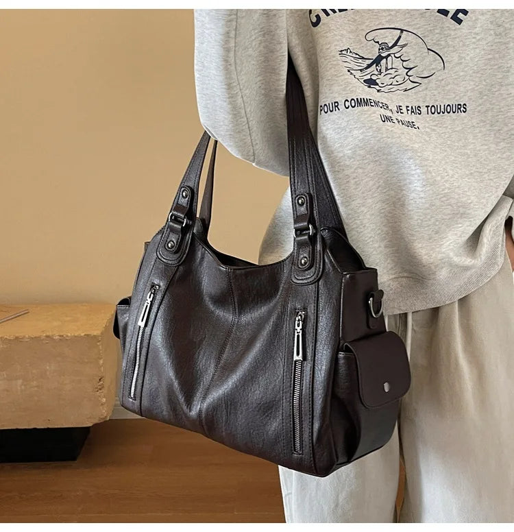 Vabena 2026 Soft Interior Shoulder Bags - High Quality Contrasting PU Handbags