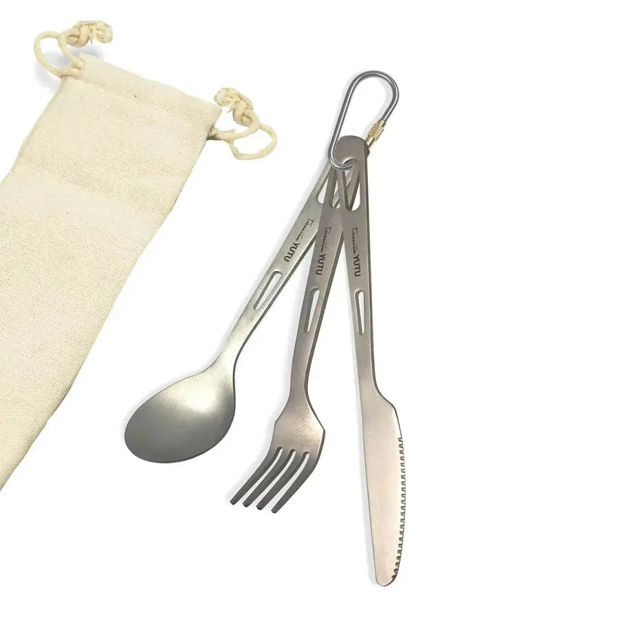 Premium Titanium Portable Cutlery Set - Lightweight Travel Tableware