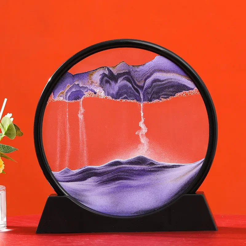 3D Moving Sand Art Deep Sea Sandscape | Round Glass Desk Decor & Gift