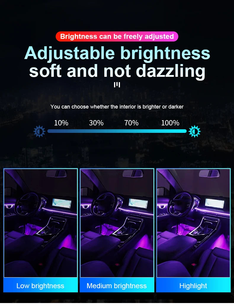 RGB LED Car Ambient Light Kit - APP Control Streamer Atmosphere Lamp