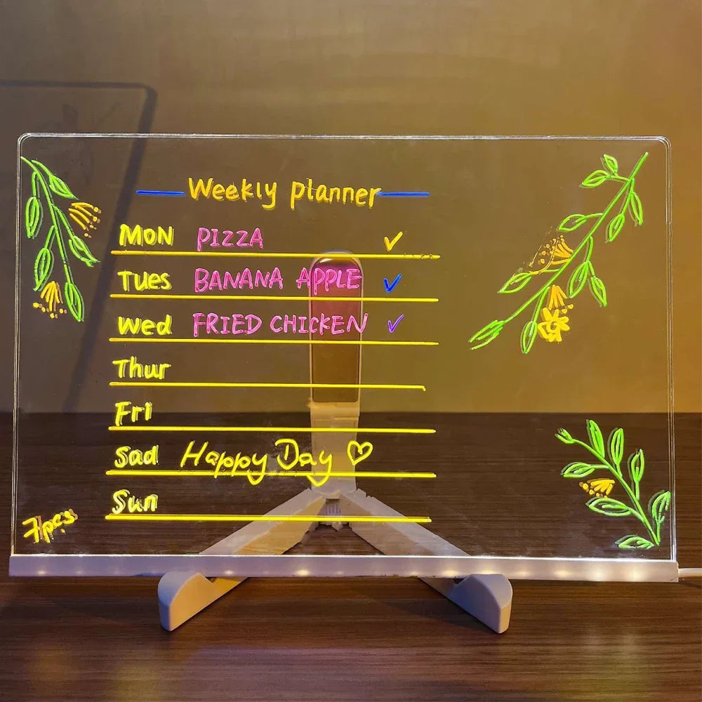 LED Note Board & Night Light | RGB Erasable Drawing Board for Kids