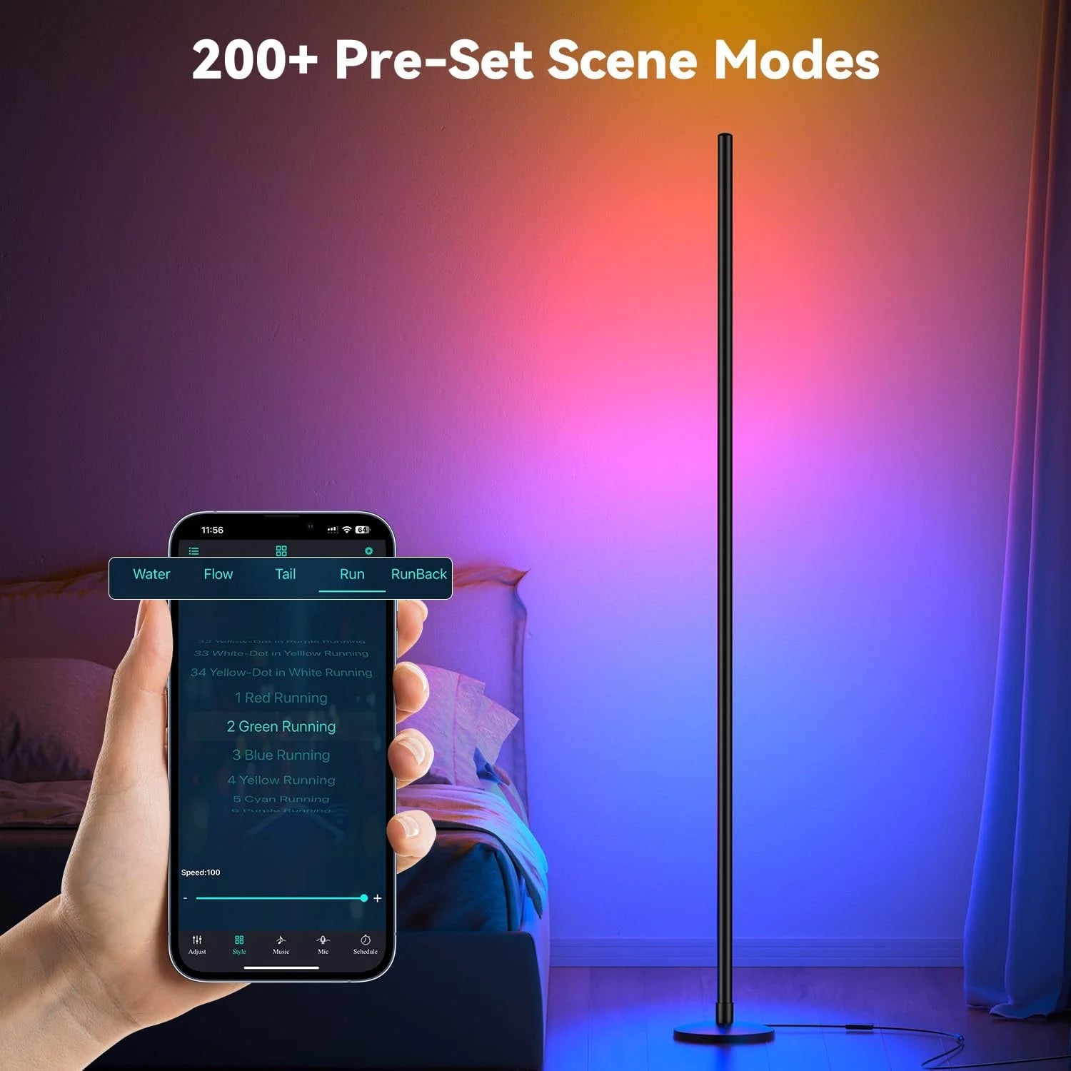 RGB IC Corner Floor Lamp with App & Remote - Smart LED
