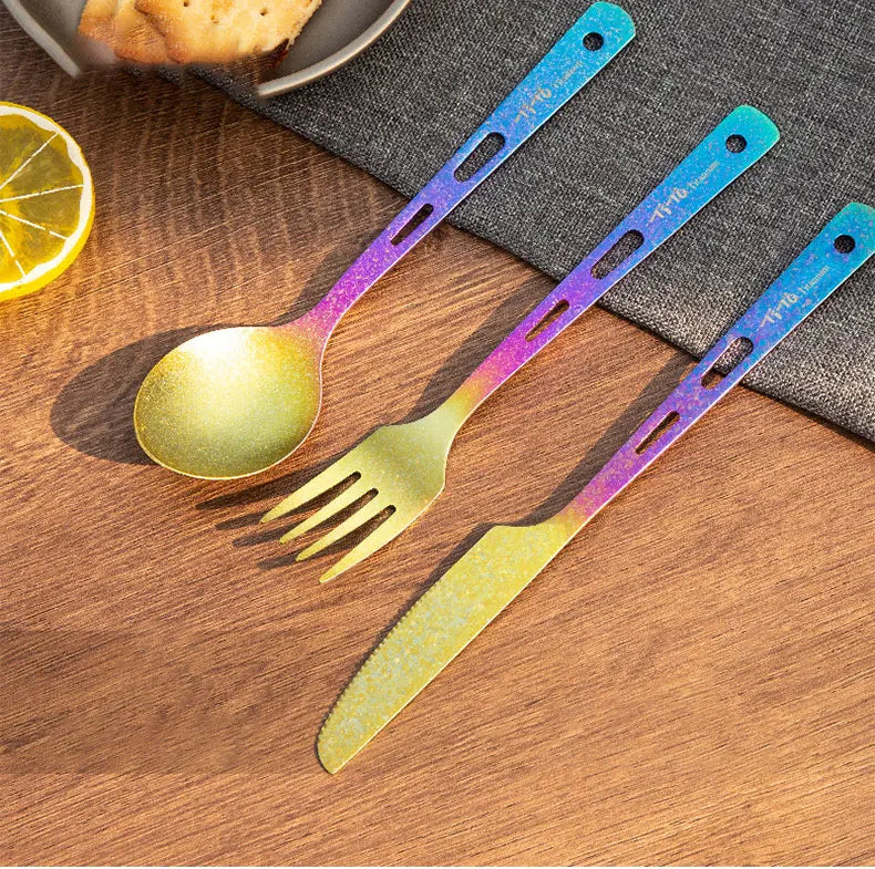 TiTo Titanium Ultralight Cutlery Set - Portable Outdoor Travel Flatware