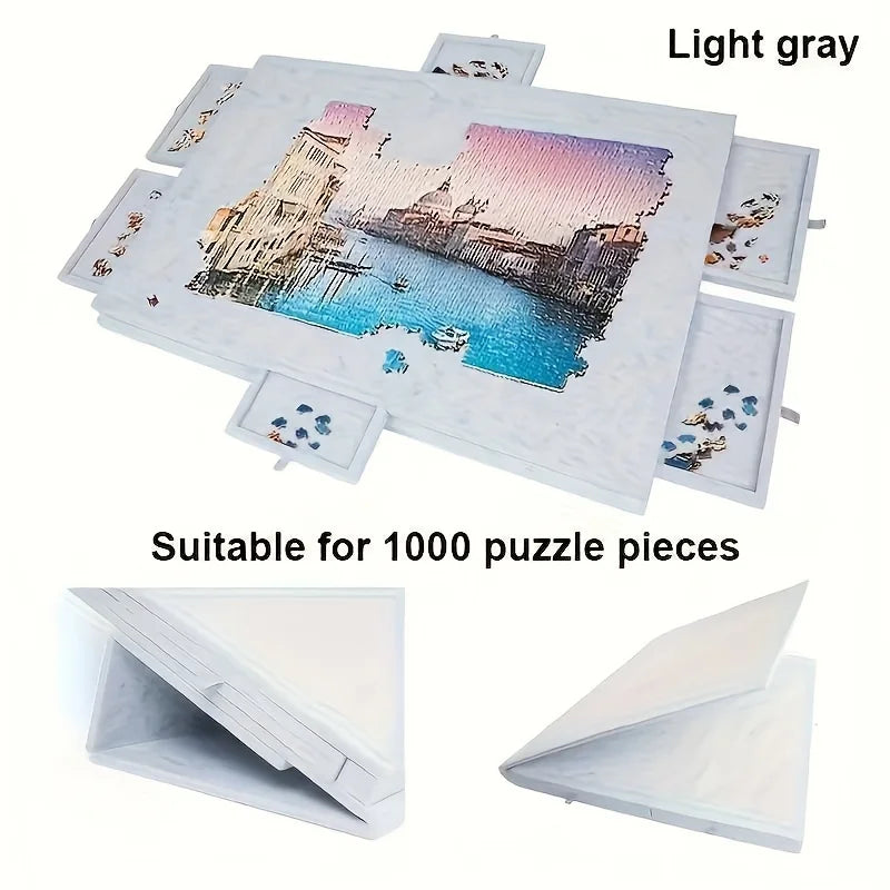 6-in-1 Tiltable Puzzle Board Desk with 6 Drawers - Holds 1000pcs