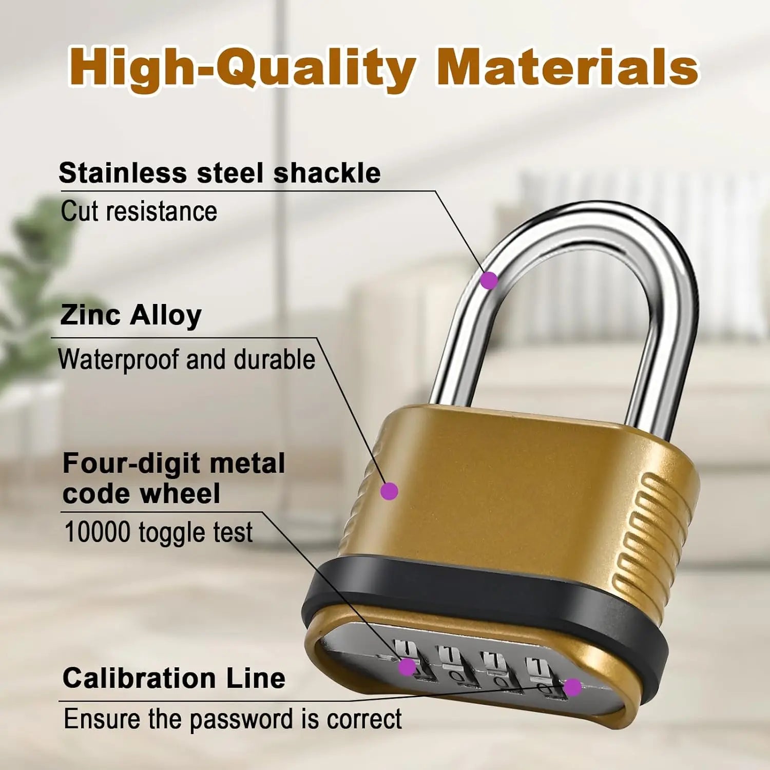 Heavy Duty Outdoor Waterproof 4-Digit Combination Lock