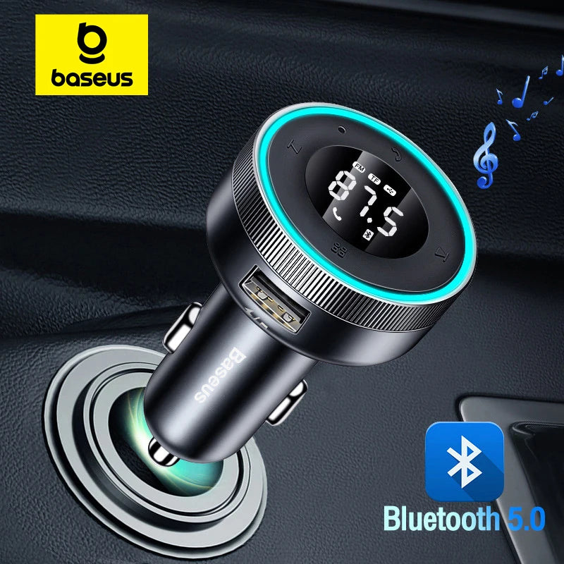 Baseus Bluetooth 5.0 FM Transmitter & Car Charger | Wireless Audio Hands-Free