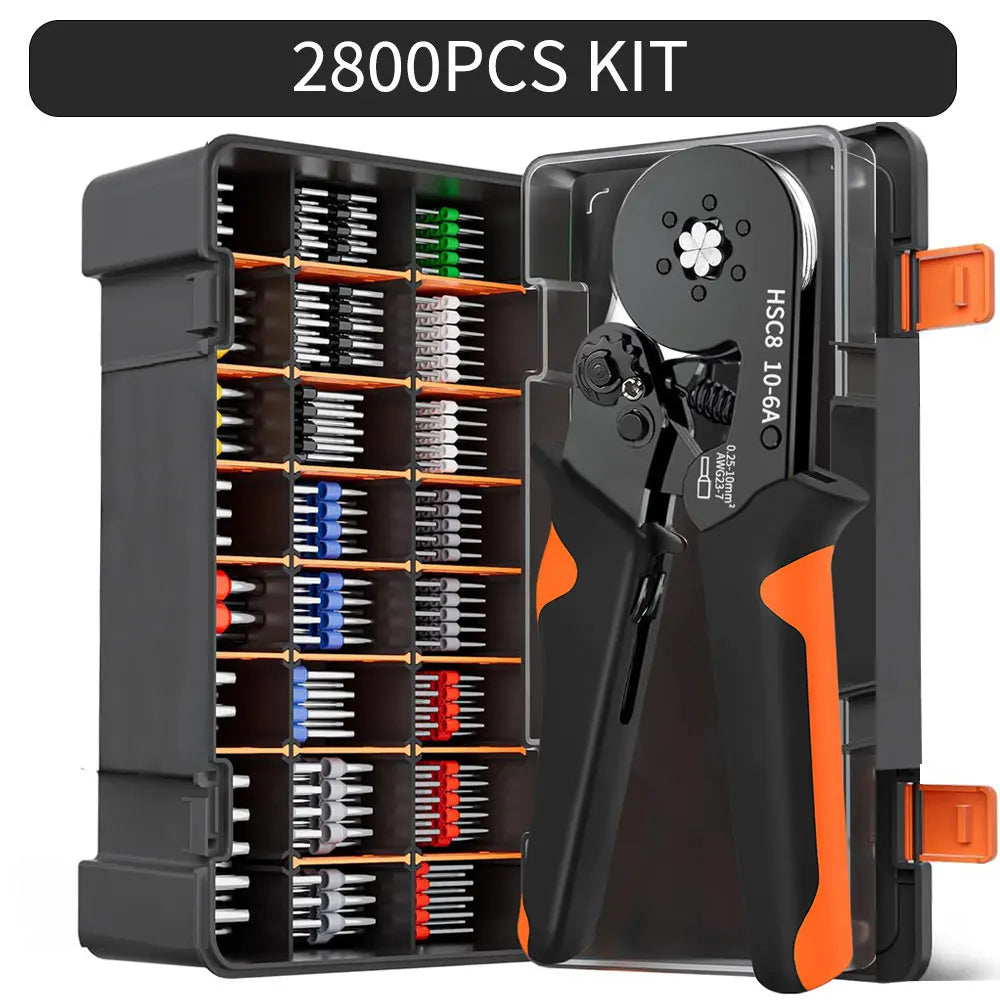 Hexagonal Self-Adjustable Ratchet Ferrule Crimping Tool Kit 23-7AWG | Precision Electrical Connectors