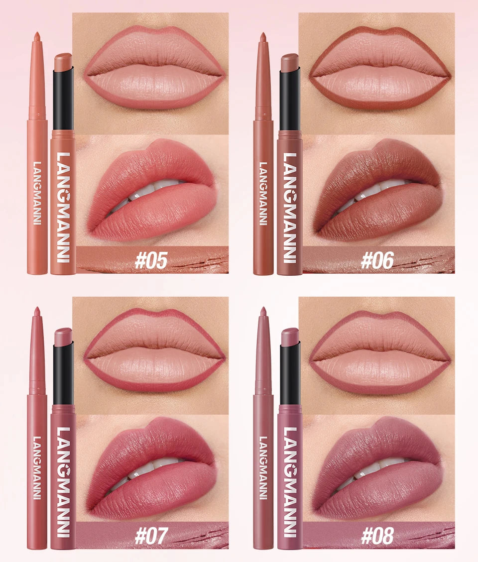 Vabena Waterproof 2-in-1 Lip Liner & Lipstick Set - No Smudge, No Fade
