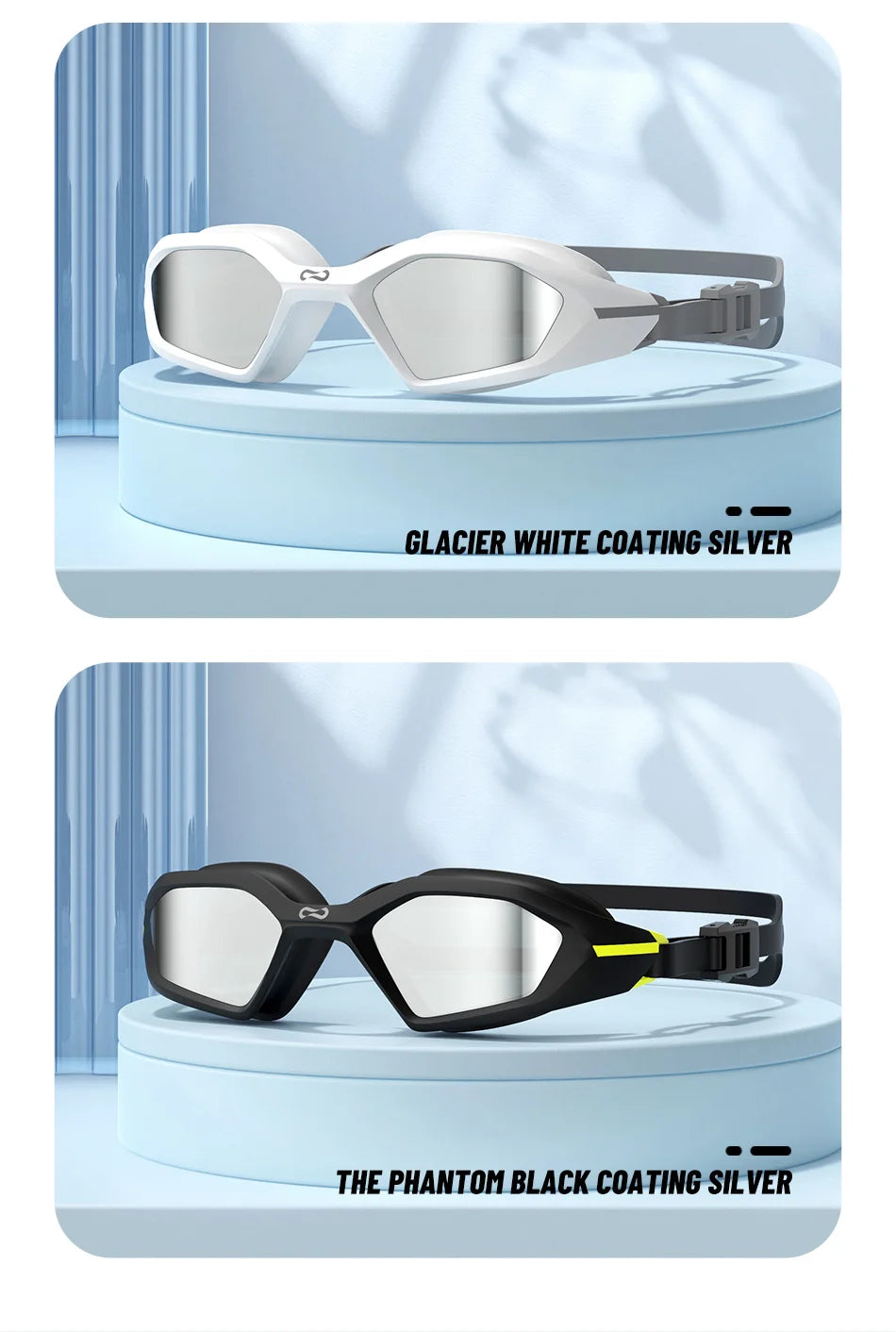 COPOZZ Professional Electroplate Swim Goggles - Anti-Fog UV Protection