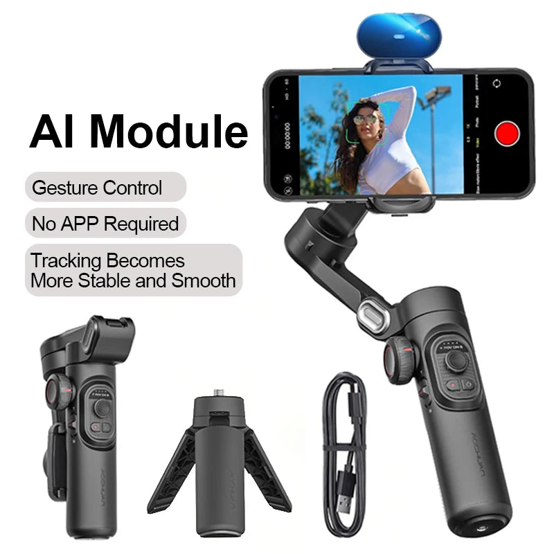 AOCHUAN 3-Axis Smartphone Gimbal Stabilizer with LED Light