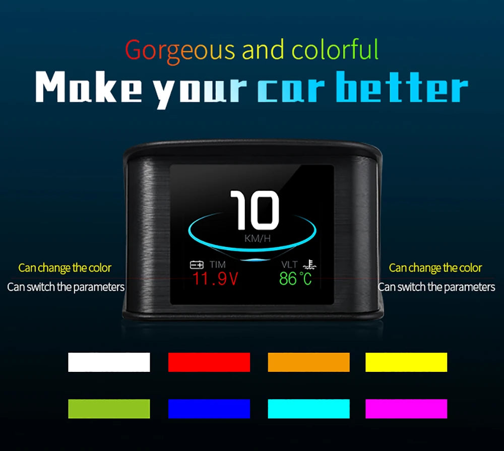 P10 PRO OBD2 Head Up Display - Smart Digital Meter Speedometer