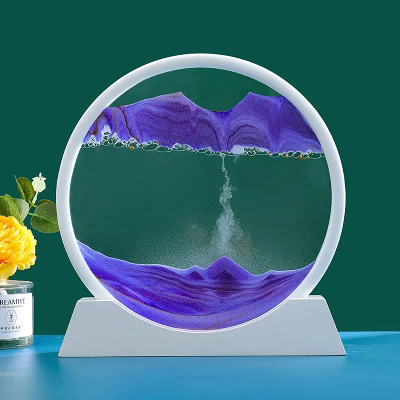 3D Moving Sand Art Deep Sea Sandscape | Round Glass Desk Decor & Gift