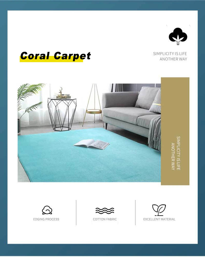 VIKAMA Modern Coral Velvet Carpet - Soft Non-Slip Living Room & Bedroom Mat