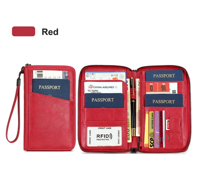 Travel Passport Wallet - RFID Anti-Theft PU Leather Organizer for Men & Women