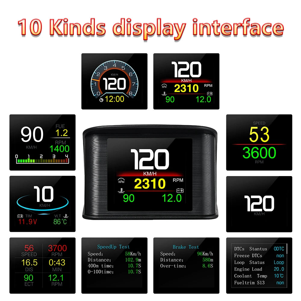P10 PRO OBD2 Head Up Display - Smart Digital Meter Speedometer