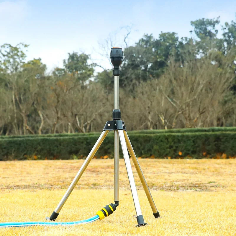 360-Degree Automatic Garden Sprinkler with Stainless Steel Tripod Set
