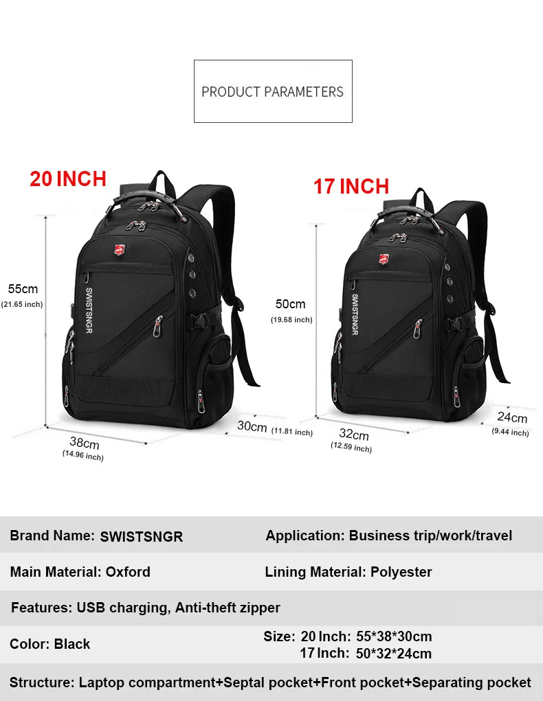 Vabena 2026 Waterproof Laptop Backpack - 17/20 Inch Travel & Everyday Rucksack for Men & Women