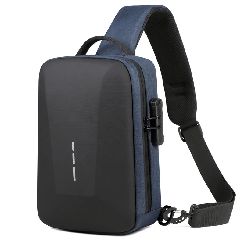 Men's Anti-theft Crossbody Bag with USB Charging Port & Combination Lock for Business & Travel